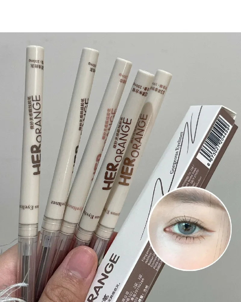 Chocolate Brown Eyeliner Gel Pen 5 Colors Long-lasting Waterproof Gel Eyeliner Latte Coffee Matte Silkworm Eyeliner Pen Makeup